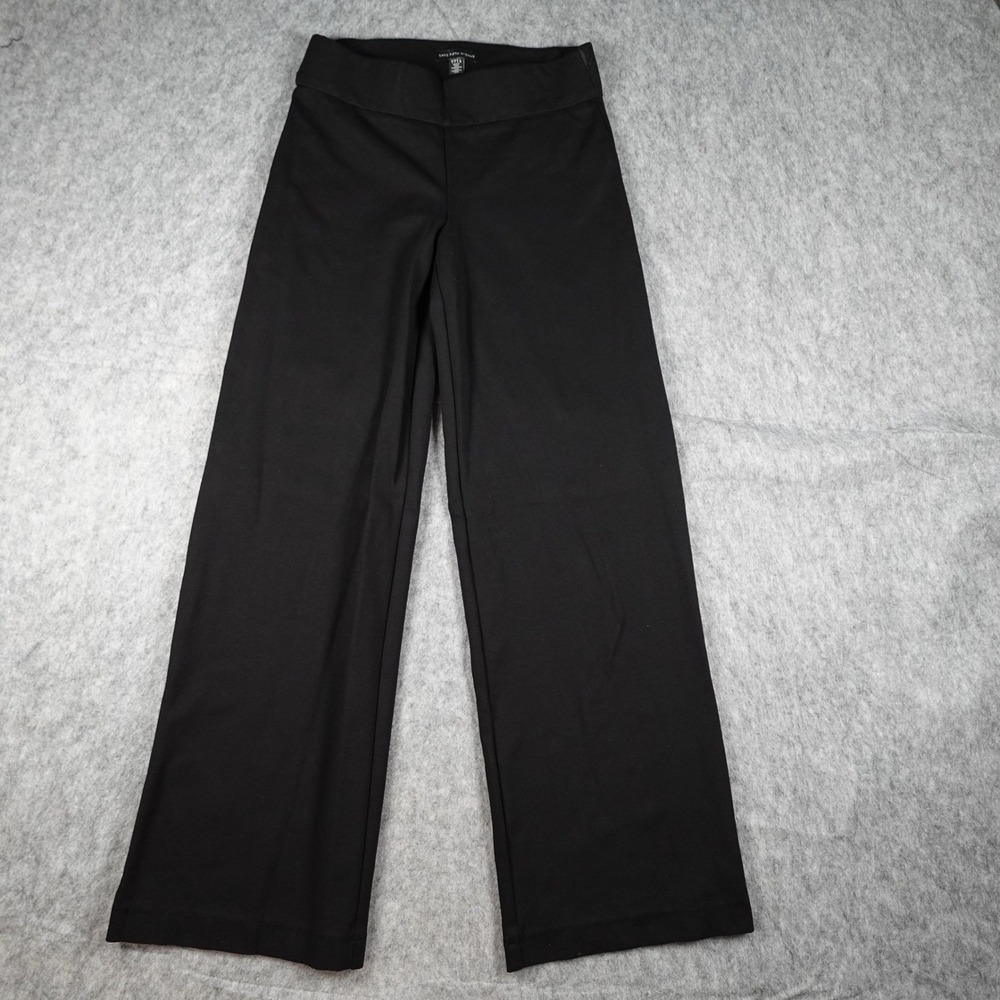 Saks Fifth Avenue Pants Women Small Black Wide Leg High Rise Stretch Career Work